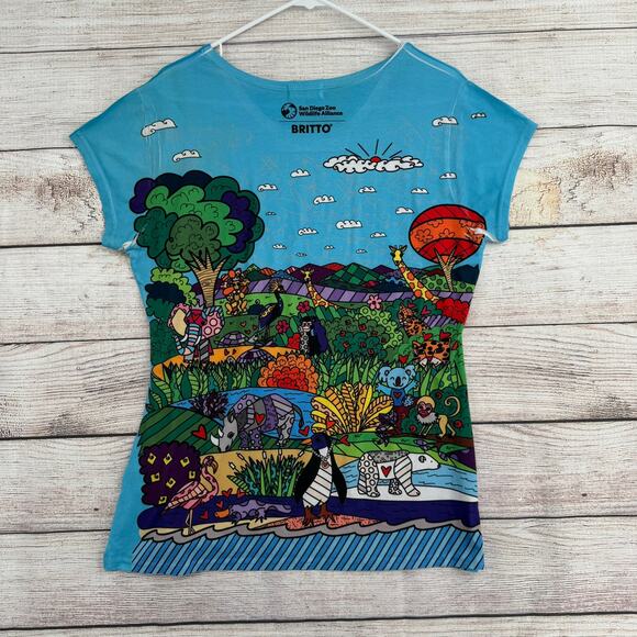 Sweet Gisele New York San Diego Zoo Britto AOP T-Shirt Youth Girls XL Blue - Picture 2 of 11